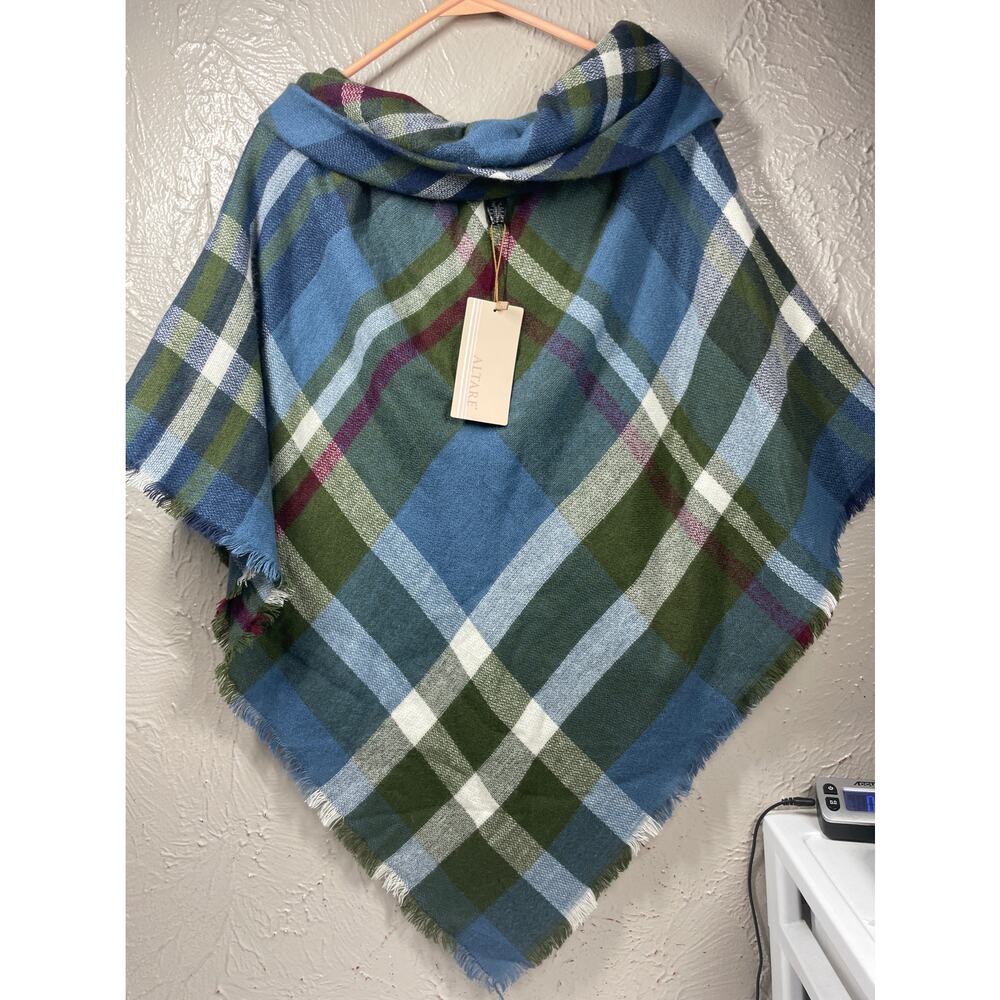 Altare Shawl Woven Wrap Poncho Fringe Trim Collared‎ One Size Colorful - Picture 4 of 4